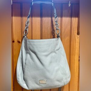 Michael Kors Pebbled Leather Hobo Bag in Light Gray